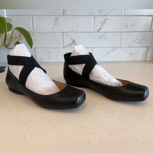Jessica Simpson Black Square Toe Ballet Flats - Elastic Cross Straps NWOT